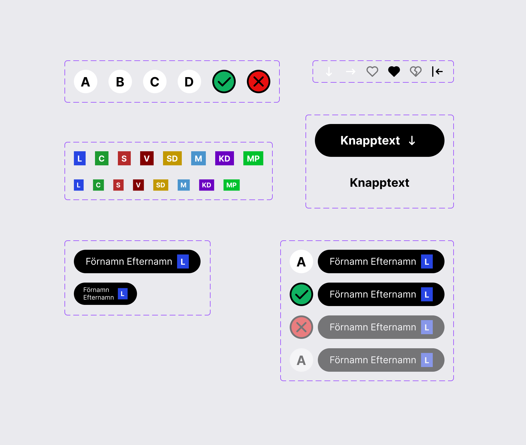 Screenshot of the components in the design system