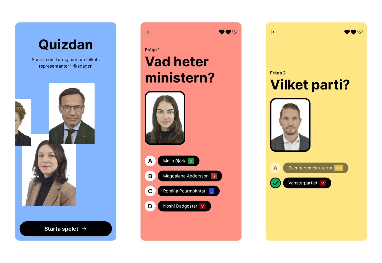 Prototype of the finished quiz app