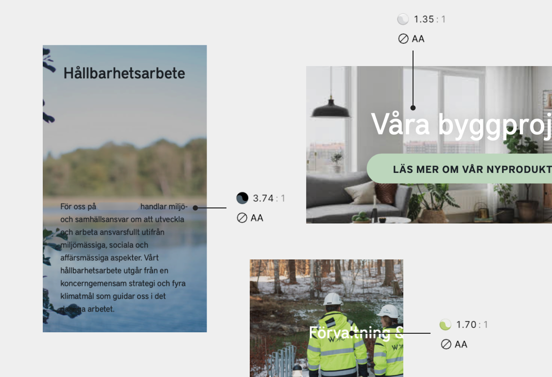 Examples of instances with poor text contrast.